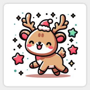 Festive Reindeer Christmas Kawaii Magnet